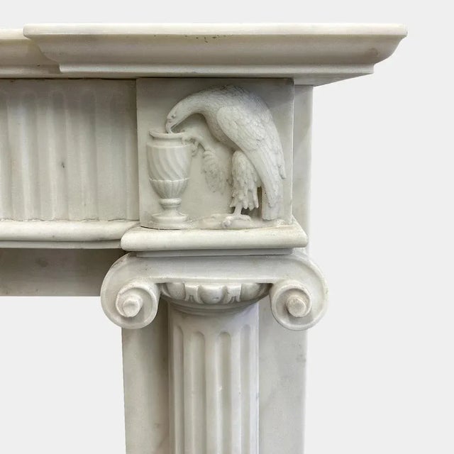 English Regency Statuary White Marble Columned Fireplace Mantel, 1820s For Sale - Image 4 of 9