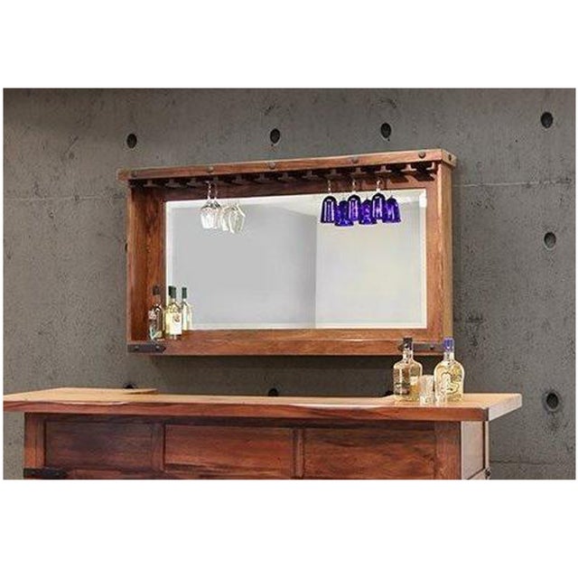 Rustic Granville Parota Mirror With Glass Holder - 60" For Sale - Image 3 of 3