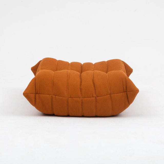 Togo Lounge Chair and Pouf in Orange Tissue by Michel Ducaroy for Ligne Roset, 1973, Set of 2 For Sale - Image 13 of 18