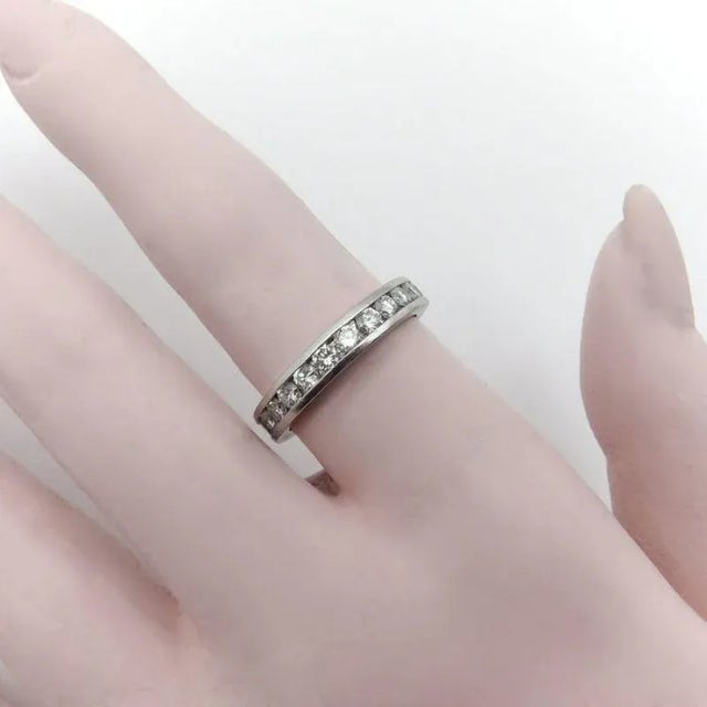 1950s Channel Set Platinum Diamond Eternity Band Size 7.75 For Sale - Image 5 of 5