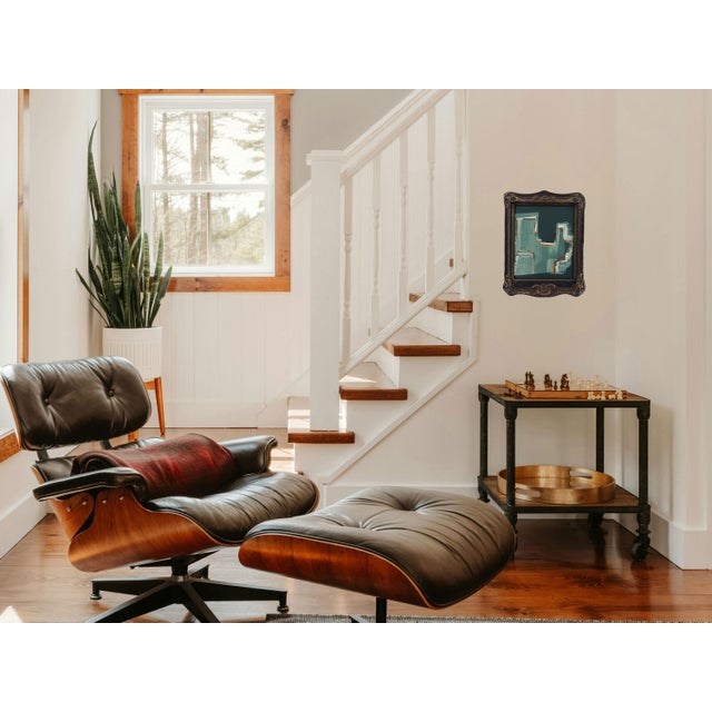 Transitional “Cabin Fern" Green Abstract Art in Antique Frame, Transitional Living Room Art by JTS For Sale - Image 3 of 10