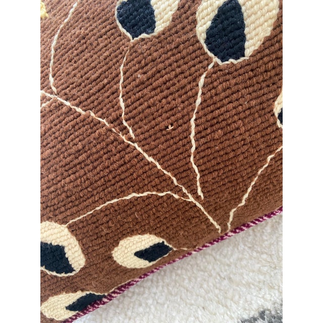 Mid-Century Modern Pair of Handmade Lumbar Throw Pillows From Vintage Needlepoint Tapestry Whimsical Butterflies Flowers For Sale - Image 3 of 9