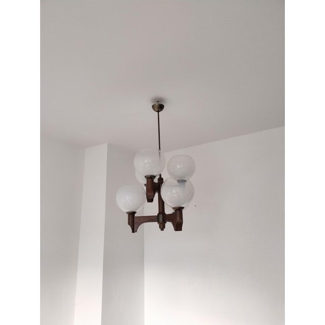 Mid-Century Modern Wood Glass Chandelier from Sijaj Hrastnik, Slovenia, 1970s For Sale - Image 18 of 18