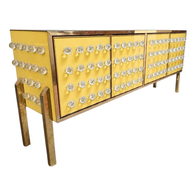 Butter Yellow Italian Sideboard with 120 Murano Glass Spheres from Justfurnituress SRL For Sale