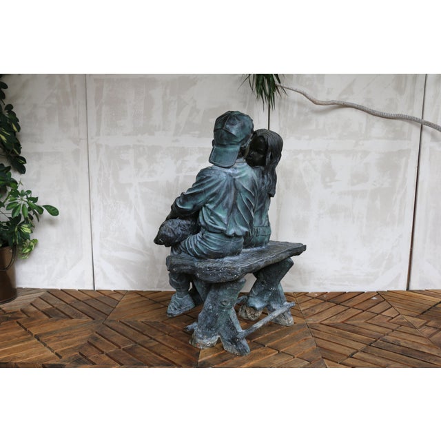 American Bronze Sculpture "Children and Dog on Bench" by the American Artist Jim Davidson For Sale - Image 3 of 18