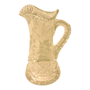Early 20th Century J.d Bergen Glass Co. American Brilliant Cut Crystal Glass Tankard Pitcher