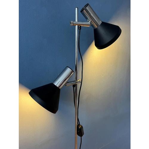 Vintage Black Floor Lamp with Two Aluminum Spots For Sale - Image 3 of 13