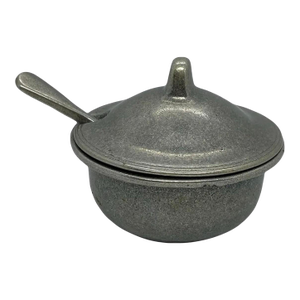 Vintage Carson Statesmetal Pewter Lidded Sugar Bowl With Serving Spoon Set- 2 Pieces