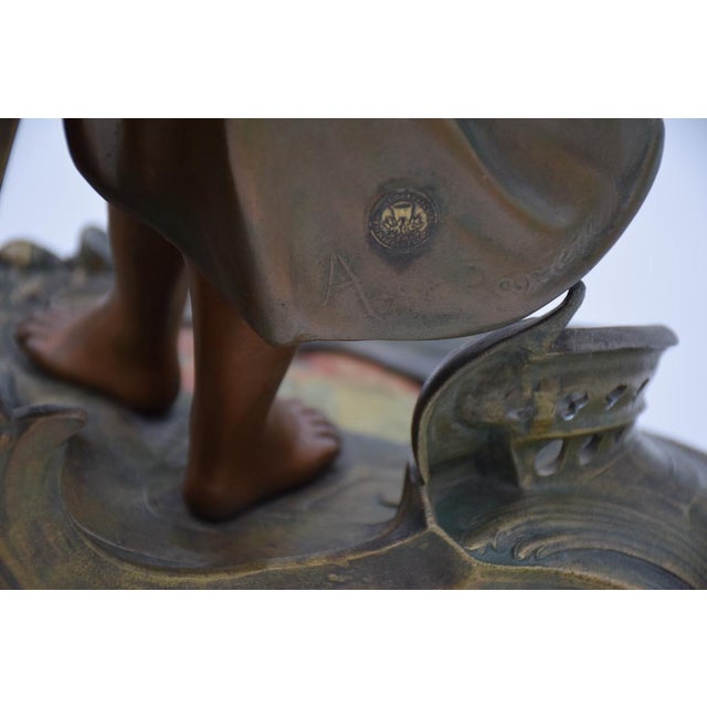 Large Nymph Clock in Regula and Bronze Patina Marble by A. De Raudery, France, 1890s For Sale - Image 9 of 18