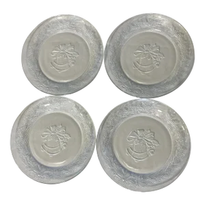 1950s Duralex Holiday Bells Etched Dessert or Salad Plates- Set of 4