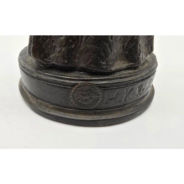 Mid 20th Century H. Kalish Fille Et Chat Girl Woman Lady With Cat Bronze Statue For Sale - Image 9 of 10