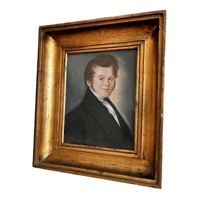 Antique Portrait Pastel Painting of a Gentleman, C. 1830 For Sale