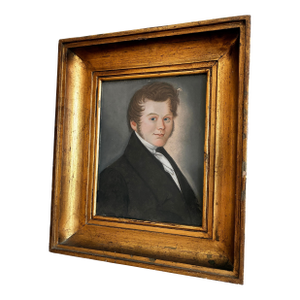 Antique Portrait Pastel Painting of a Gentleman, C. 1830