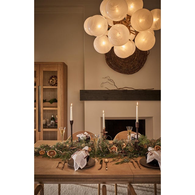 Contemporary Shine Globe Chandelier, Natural Brass with Swirl Glass For Sale - Image 3 of 9