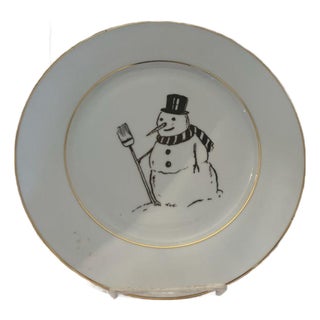 Snowman Porcelain Decorative Plate For Sale
