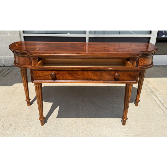 Early 21st Century Banded Top Foyer Table With One Drawer and Fluted Legs For Sale - Image 5 of 11