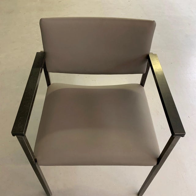 Mid-Century Modern Steel Frame Leather Armchair For Sale - Image 9 of 10