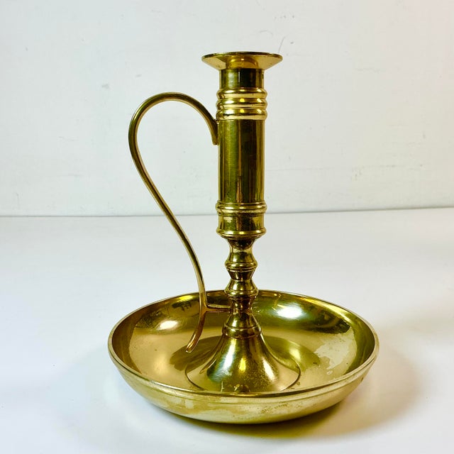 Mid-Century Americana Federal Arts & Crafts Bedside Style Brass Candle Holder For Sale - Image 10 of 14