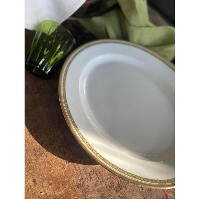 Early 19th Century Antique t.v. Tressemanes and Vogt Green Greek Key Pattern 6377 Platter Limoges France For Sale - Image 5 of 10