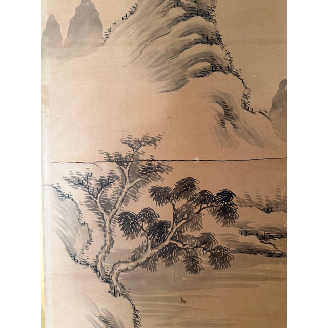 Early 20th Century Japanese Chinese Asian Calligraphy Hand Painted Six Panel Paper Screen Folding Byobu For Sale - Image 15 of 15