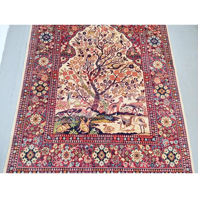 Brown Vintage Middle Eastern Silk Rug, 1960 For Sale - Image 8 of 9