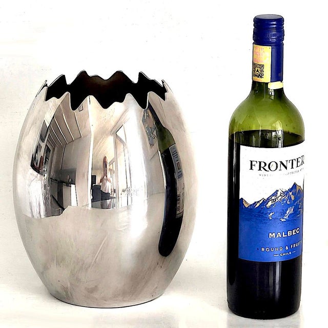 2000 - 2009 Vintage Mepra Ovo Italian Ice Bucket/Vase in Stainless Steel For Sale - Image 5 of 12