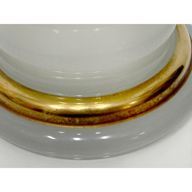 Large Itallian Mid-Century Opaline Glass Vase With Gilt Accents For Sale - Image 9 of 10