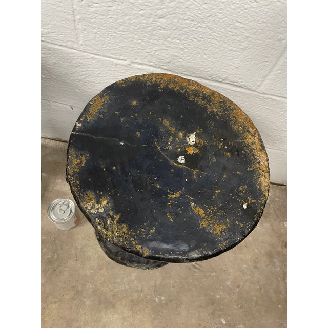 Pair of Vintage North Carolina Estate Blackened Cast Stone Garden Stools For Sale - Image 9 of 11