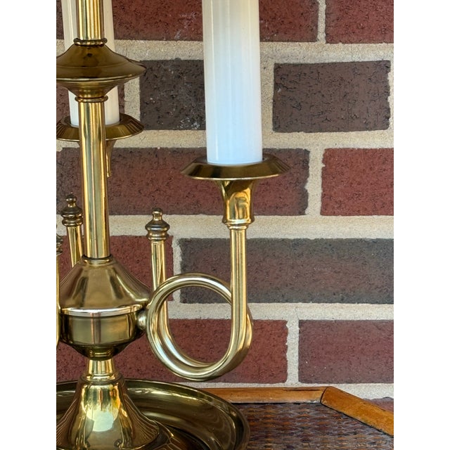 Mid 20th Century 1960s Maison Janson Style Brass and Red Toleware Bouillotte Table Lamp For Sale - Image 5 of 12