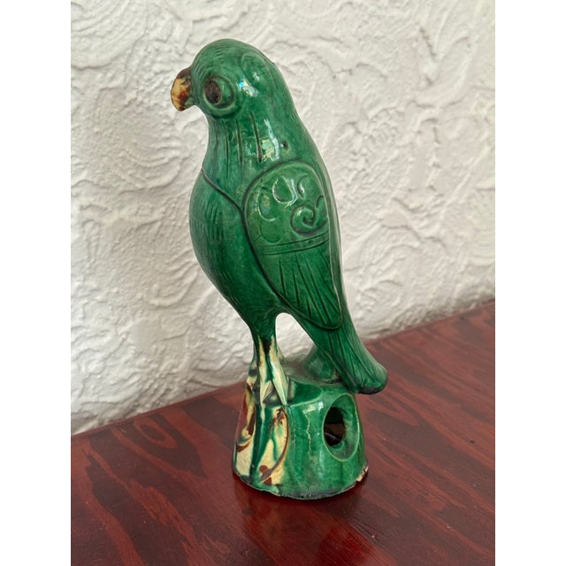 Antique Chinese Green Glazed Pottery Roof Tile Parrot For Sale - Image 10 of 10