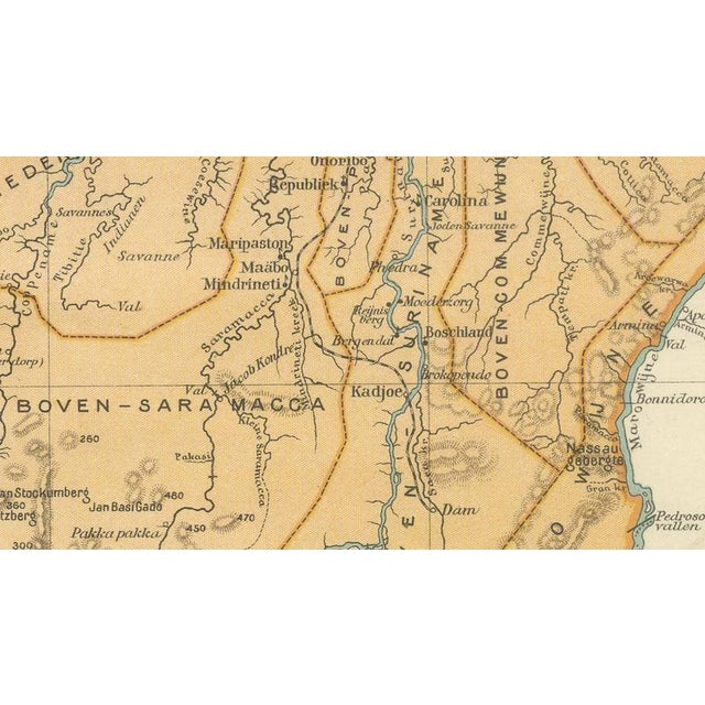 Black Map of Suriname and the Dutch Antilles Colonial Atlas by W. J. Thieme, 1905 For Sale - Image 8 of 11