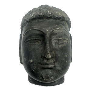 Mid to Late 1800s Stone Buddha Head Sculpture Statue 7" Heavy Fragment