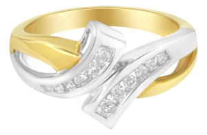 10K Two Toned Channel-Set Diamond Bypass Ring (1/4 cttw, I-J Color, I2 Clarity)