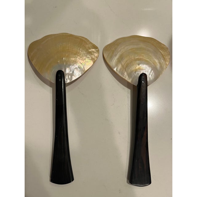 Vintage Pottery Barn Mother of Pearl Seashell Salad Servers New With Tags For Sale - Image 11 of 12