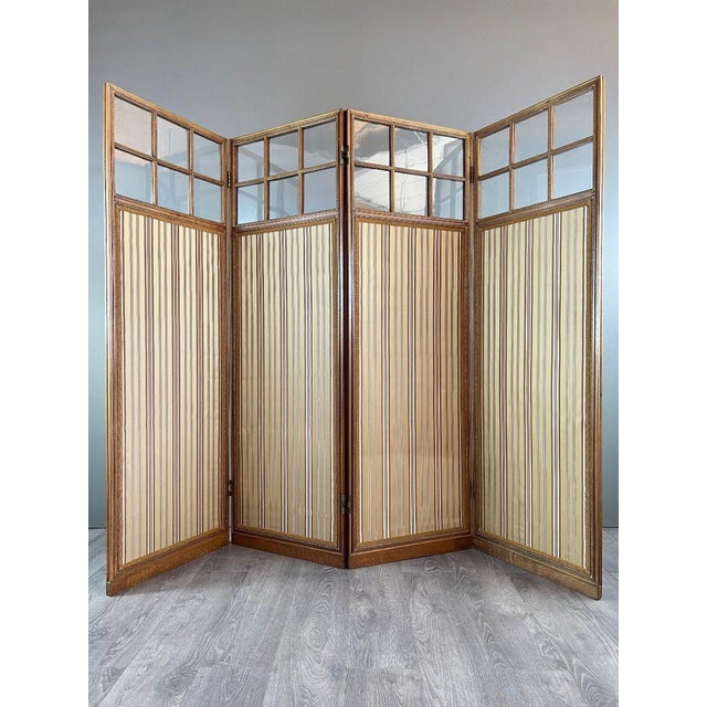 Antique 19th Century 4-Panel Folding Screen For Sale - Image 4 of 11