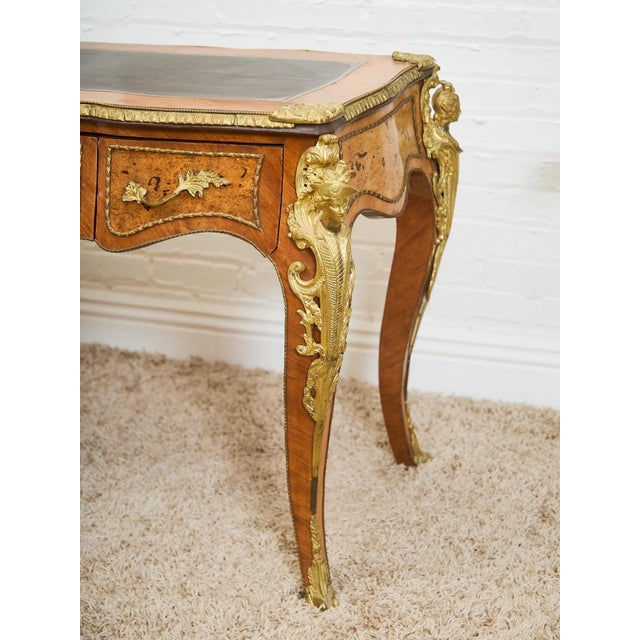 Late 19th Century Late 19th Century Louis XV Style Bureau Plat Writing Table Bronze For Sale - Image 5 of 11