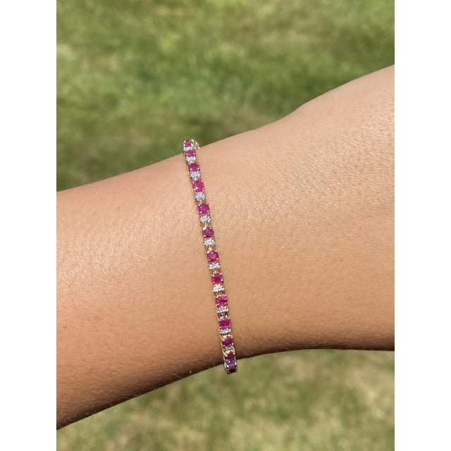 The Arcadia Lite: Natural Ruby and Diamond Tennis Bracelet For Sale - Image 4 of 4