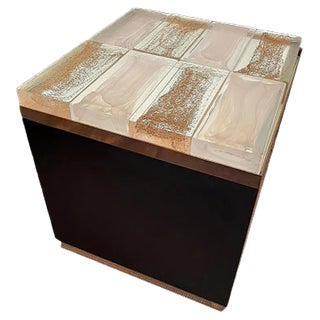 Nightstand / Coffee Table in Decorated Glass Bricks, 2000s For Sale