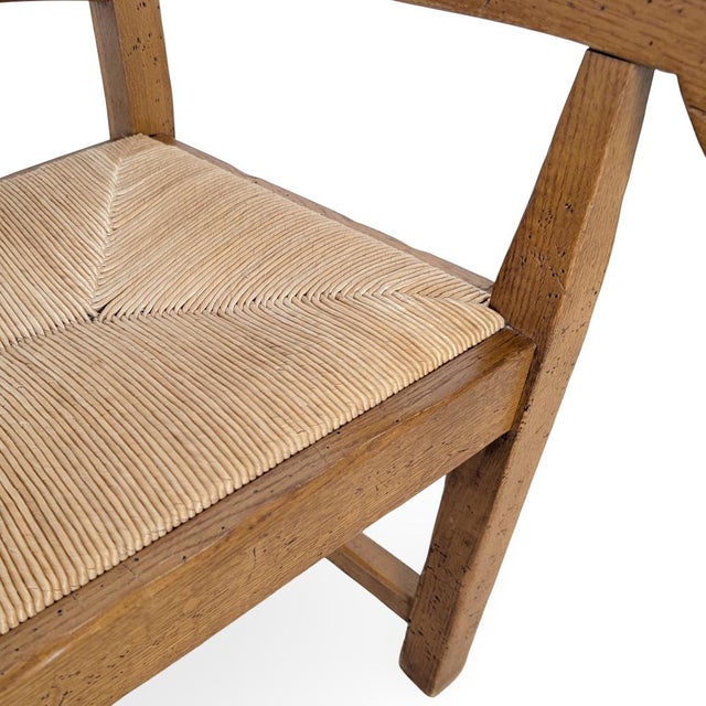 Vintage Armchairs in Oak with Rush Weave, Set of 2 For Sale - Image 9 of 10