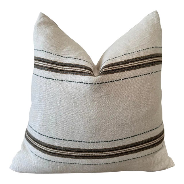 Libeco Home Tinos 100% Linen Stripe Pillow With Down Insert For Sale
