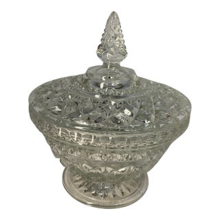 Vintage Anchor Hocking Clear Glass Candy Dish With Lid For Sale