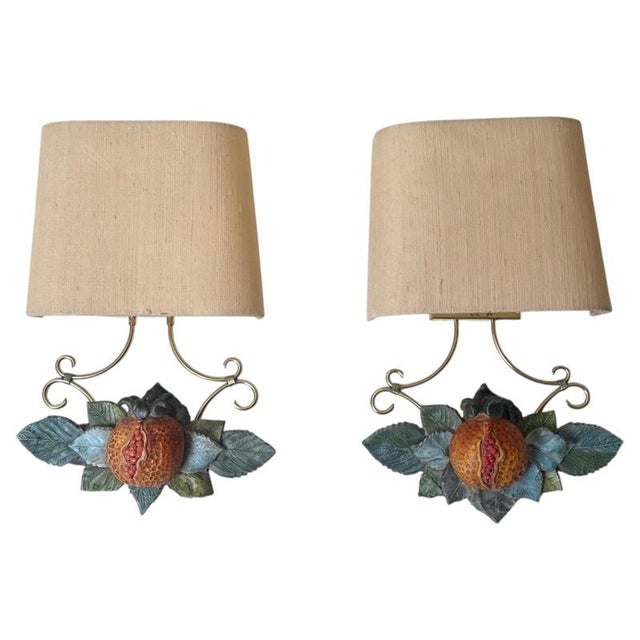 Italian Terracotta Pomegranate Wall Sconces, 1970s, Set of 2 For Sale - Image 12 of 12