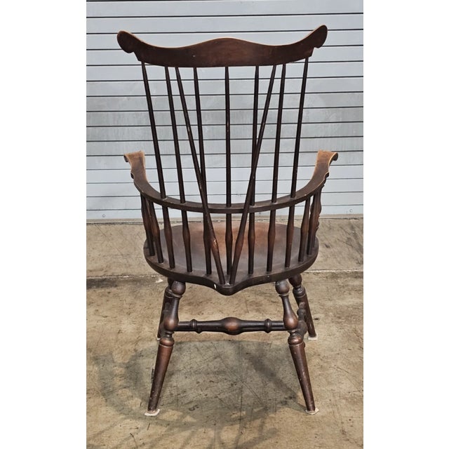 Wood Early 20th Century Fan Back With Brace Back Windsor Arm Chair Benchmade For Sale - Image 7 of 8