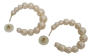1980s Large Hoop Pearl Pieced Post Earrings, 2 Pieces