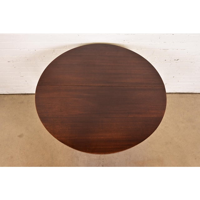 Late 20th Century Baker Furniture Style Federal Inlaid Mahogany Flip Top Demilune Console Game Table For Sale - Image 11 of 14