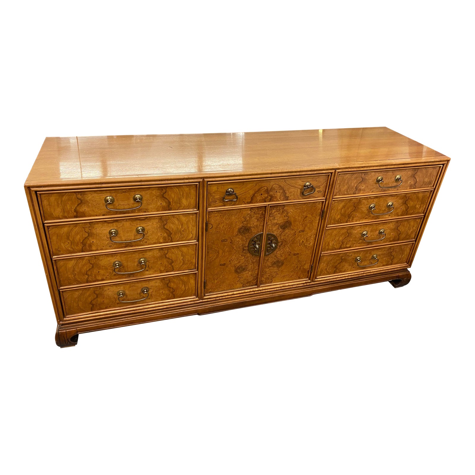 Mid Century Burlwood Dresser | Chairish
