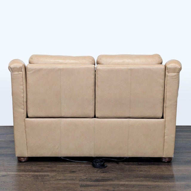 Bradington-Young Newman Tan Leather Loveseat With Recliner For Sale In San Francisco - Image 6 of 10