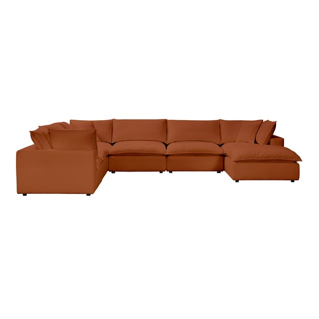 Cali Rust 7-Piece Performance Fabric Modular Large Chaise Sectional For Sale In Los Angeles - Image 6 of 7
