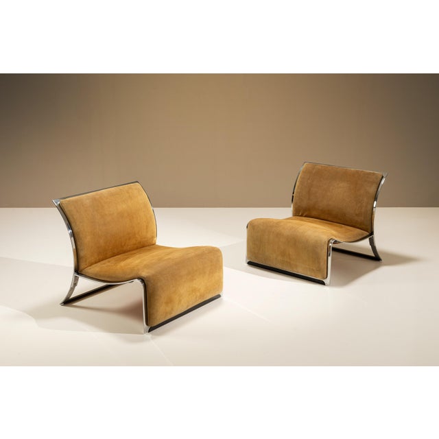 Saporiti Italia Nubuck Leather Lounge Chairs by Vittorio Introini for Saporiti, Italy, 1960, Set of 2 For Sale - Image 4 of 15