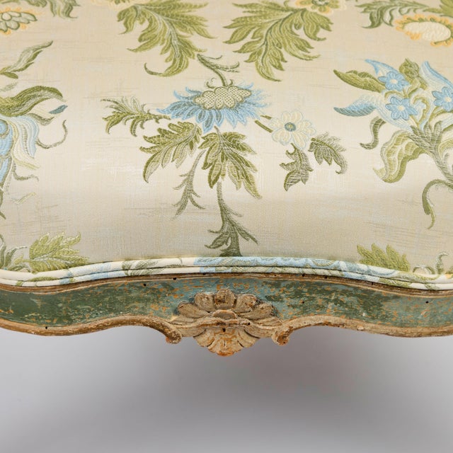 18th Century 18th Century Painted French Armchair in Coraggio Fabric For Sale - Image 5 of 10